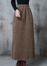 Load image into Gallery viewer, Khaki Silm Fit Corduroy Skirt Side Open Spring