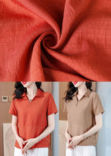 Load image into Gallery viewer, Khaki Versatile Cotton Shirt Top Peter Pan Collar Summer