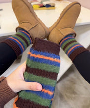 Load image into Gallery viewer, Korean Color Striped Contrasting Imitation Mink Furry Mid Calf Socks