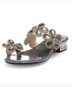 Lake Blue Boutique Zircon Peep Toe Slide Sandals