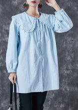 Load image into Gallery viewer, Lake Blue Cotton Shirt Top Oversized Spring