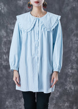 Load image into Gallery viewer, Lake Blue Cotton Shirt Top Oversized Spring