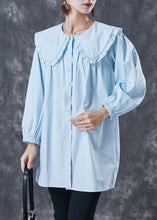 Load image into Gallery viewer, Lake Blue Cotton Shirt Top Oversized Spring