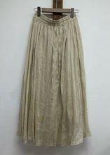 Load image into Gallery viewer, Leisure Khaki Elastic Waist Linen Long Skirt For Summer