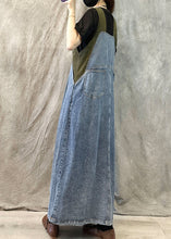 Load image into Gallery viewer, Light Blue Casual Loose Patchwork Suspender Denim Dress Spring