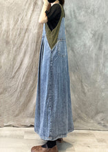 Load image into Gallery viewer, Light Blue Casual Loose Patchwork Suspender Denim Dress Spring