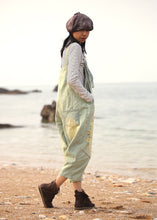 Load image into Gallery viewer, Light Blue Patchwork Cotton Loose Jumpsuit Ripped Spring