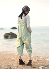 Load image into Gallery viewer, Light Blue Patchwork Cotton Loose Jumpsuit Ripped Spring