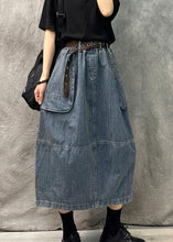 Load image into Gallery viewer, Light Blue Pockets Patchwork Denim Skirt High Waist Summer