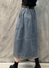 Load image into Gallery viewer, Light Blue Pockets Patchwork Denim Skirt High Waist Summer