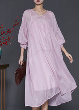 Load image into Gallery viewer, Light Purple Chiffon Dress Two Pieces Set Oversized Lantern Sleeve