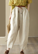 Load image into Gallery viewer, Linen Colour Elastic Waist Solid Linen Pants Summer