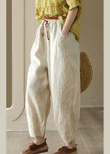 Load image into Gallery viewer, Linen Colour Elastic Waist Solid Linen Pants Summer