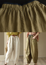 Load image into Gallery viewer, Linen Colour Elastic Waist Solid Linen Pants Summer