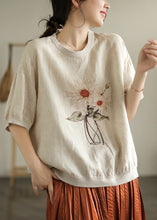 Load image into Gallery viewer, Linen Colour O-Neck Linen T Shirt Summer