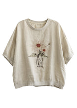 Load image into Gallery viewer, Linen Colour O-Neck Linen T Shirt Summer