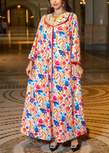 Load image into Gallery viewer, Loose Apricot Peter Pan Collar Print Cotton Maxi Dress Long Sleeve