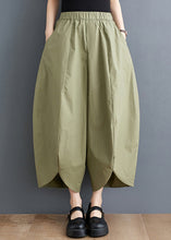 Load image into Gallery viewer, Loose Army Green Pockets Elastic Waist Cotton Crop Pants Fall