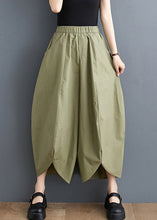 Load image into Gallery viewer, Loose Army Green Pockets Elastic Waist Cotton Crop Pants Fall