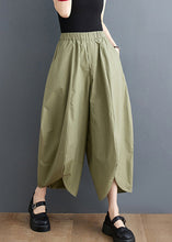 Load image into Gallery viewer, Loose Army Green Pockets Elastic Waist Cotton Crop Pants Fall