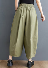 Load image into Gallery viewer, Loose Army Green Pockets Elastic Waist Cotton Crop Pants Fall