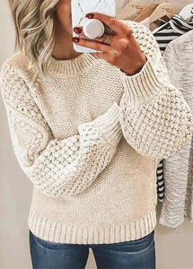 Loose Baby Blue O Neck Thick Knit Sweaters Fall