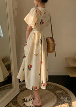 Load image into Gallery viewer, Loose Beige Embroidered False Two Pieces Cotton Dresses Summer