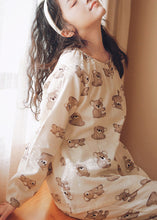 Load image into Gallery viewer, Loose Beige O-Neck Animal Print Button Cotton Two Piece Set Long Sleeve