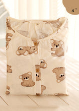 Load image into Gallery viewer, Loose Beige O-Neck Animal Print Button Cotton Two Piece Set Long Sleeve