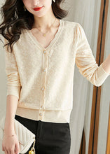 Load image into Gallery viewer, Loose Beige V Neck Knit Cardigans Long Sleeve