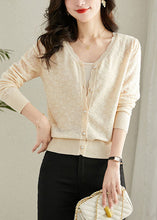 Load image into Gallery viewer, Loose Beige V Neck Knit Cardigans Long Sleeve