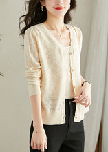 Load image into Gallery viewer, Loose Beige V Neck Knit Cardigans Long Sleeve