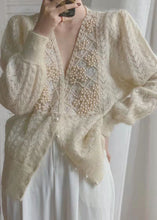 Load image into Gallery viewer, Loose Beige V Neck Pearl button thick Ma Hai mao Knit coat Long Sleeve