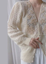 Load image into Gallery viewer, Loose Beige V Neck Pearl button thick Ma Hai mao Knit coat Long Sleeve