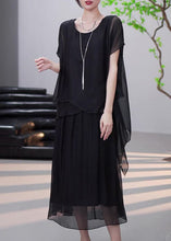 Load image into Gallery viewer, Loose Black Asymmetrical False Two Pieces Chiffon Dress Summer