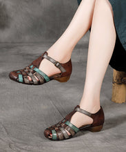 Load image into Gallery viewer, Loose Black Chunky Cowhide Leather Cross Strap Sandals