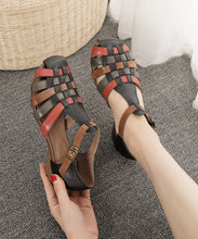 Load image into Gallery viewer, Loose Black Chunky Cowhide Leather Cross Strap Sandals