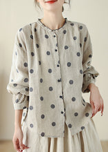 Load image into Gallery viewer, Loose Black Dot Ruffled Button Cotton Shirt Long Sleeve