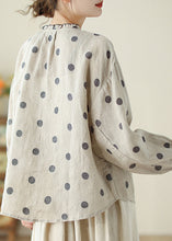 Load image into Gallery viewer, Loose Black Dot Ruffled Button Cotton Shirt Long Sleeve