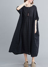 Load image into Gallery viewer, Loose Black O-Neck Plaid Patchwork Maxi Dresses Summer