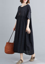 Load image into Gallery viewer, Loose Black O-Neck Plaid Patchwork Maxi Dresses Summer