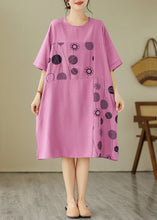 Load image into Gallery viewer, Loose Black O-Neck Print Holiday Long Dress Short Sleeve