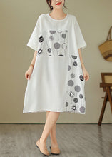 Load image into Gallery viewer, Loose Black O-Neck Print Holiday Long Dress Short Sleeve