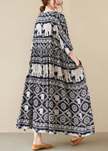 Load image into Gallery viewer, Loose Black O-Neck Print Maxi Dress Half Sleeve