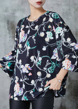 Load image into Gallery viewer, Loose Black Oversized Print Silk Velvet Loose Sweatshirts Top Spring