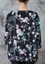 Load image into Gallery viewer, Loose Black Oversized Print Silk Velvet Loose Sweatshirts Top Spring