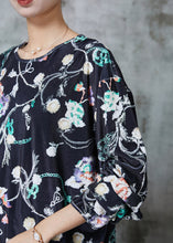 Load image into Gallery viewer, Loose Black Oversized Print Silk Velvet Loose Sweatshirts Top Spring