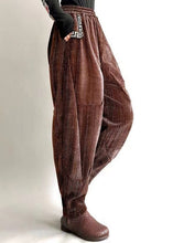 Load image into Gallery viewer, Loose Green Pockets Corduroy High Waist Warm Fleece Lantern Pants