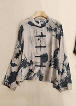 Load image into Gallery viewer, Loose Black Print Button Cotton Shirt Long Sleeve