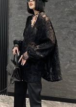 Load image into Gallery viewer, Loose Black V Neck Solid Chiffon Shirt Long Sleeve